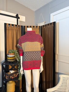 Artisan NY Multicoloured Printed Block Mohair And Wool Blend Sweater